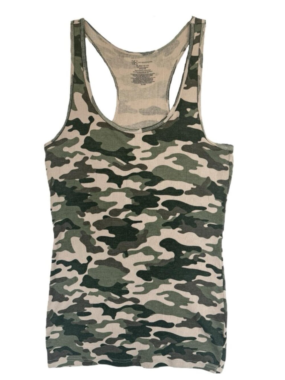 No Boundaries XL GREEN CAMO Racerback Tank Top